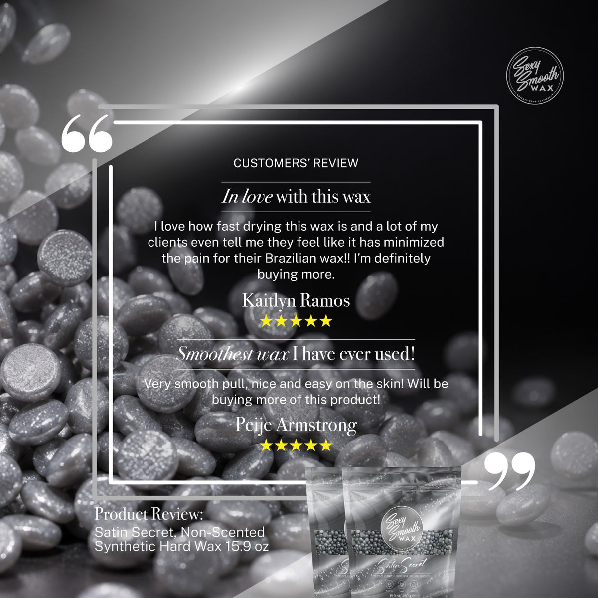 Customer reviews of Sexy Smooth Wax Satin Secret non-scented synthetic hard wax