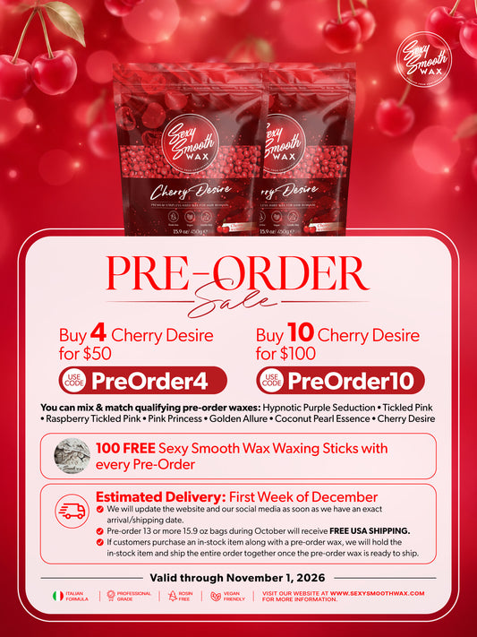 Cherry Desire synthetic hard wax pre-order sale with 4 and 10 bag offers