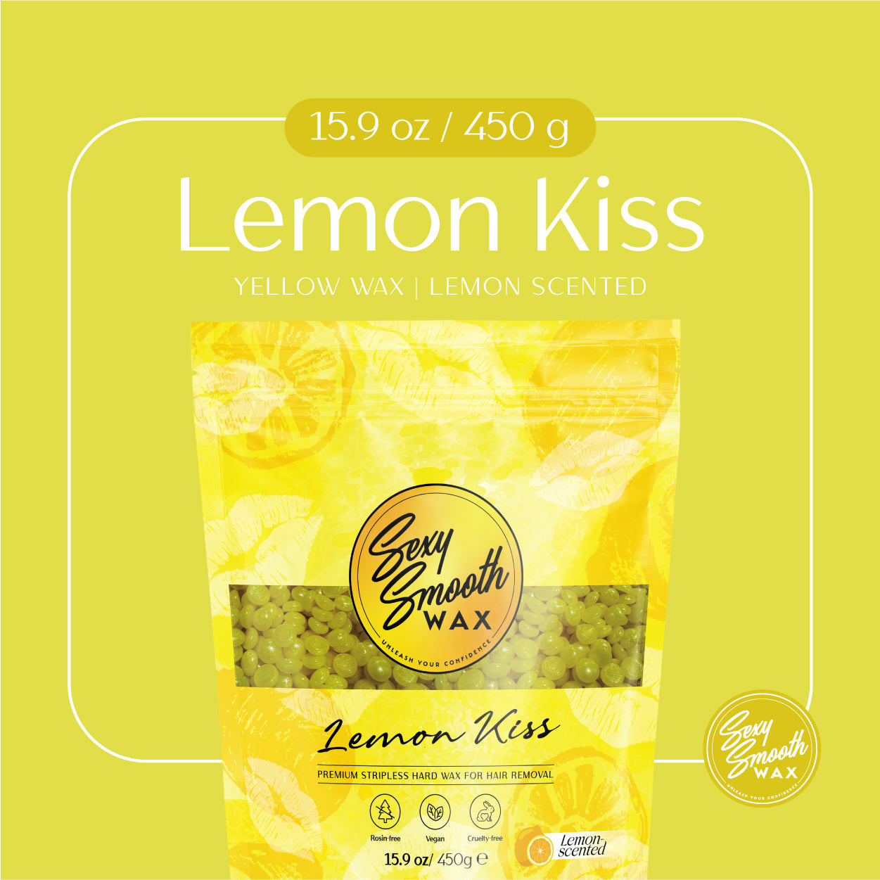 Lemon Kiss synthetic hard wax 15.9 oz bag for professional hair removal