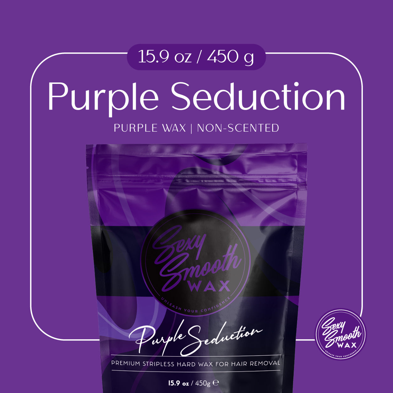 Purple Seduction synthetic hard wax 15.9 oz bag for professional hair removal