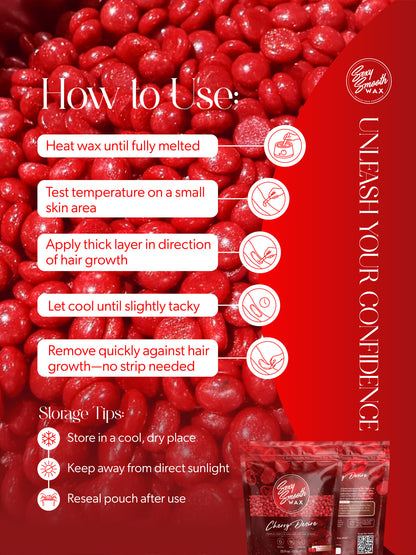 How to use Cherry Desire synthetic hard wax with application and storage instructions
