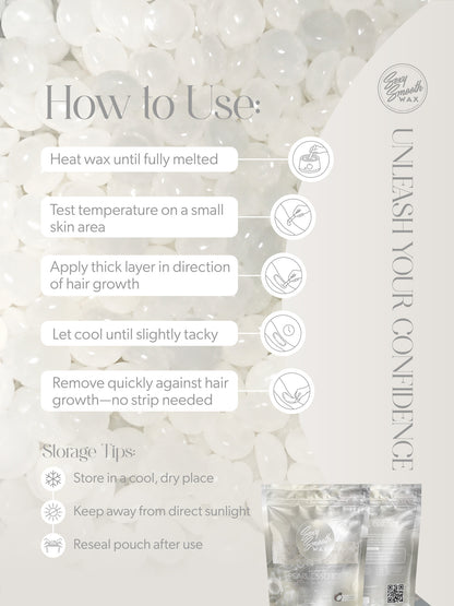How to use Coconut Pearl Essence synthetic hard wax with application and storage instructions