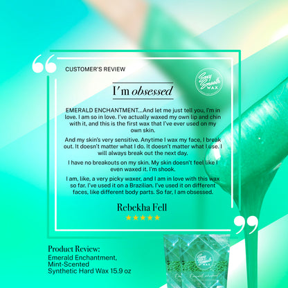 Customer review of Emerald Enchantment mint-scented synthetic hard wax by Sexy Smooth Wax