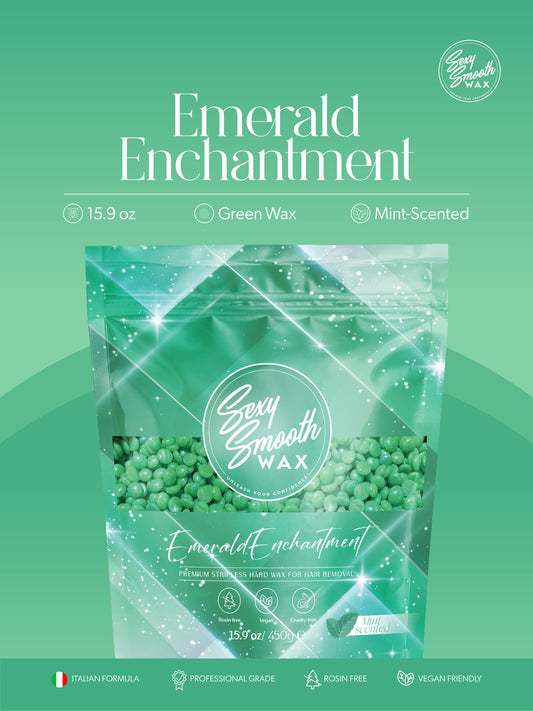 Sexy Smooth Wax Emerald Enchantment 15.9 oz mint-scented lime green synthetic hard wax for professional hair removal