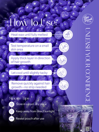 How to use Hypnotic Purple Seduction synthetic hard wax with application and storage instructions