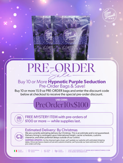 Hypnotic Purple Seduction synthetic hard wax pre-order sale from Sexy Smooth Wax for 15.9 oz bags