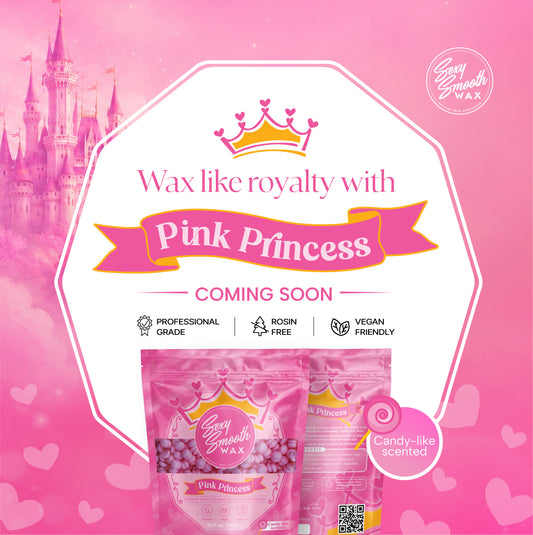 Pink Princess candy-like scented hard wax beads by Sexy Smooth Wax, professional-grade, rosin-free, and vegan-friendly