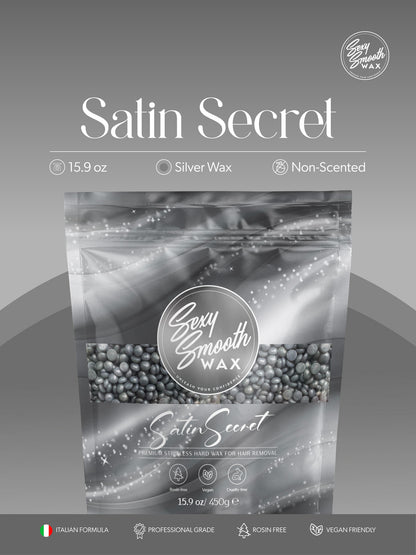 Sexy Smooth Wax Satin Secret 15.9 oz non-scented silver synthetic hard wax for professional hair removal