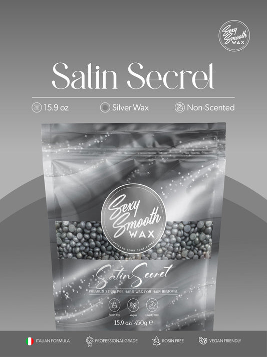 Sexy Smooth Wax Satin Secret 15.9 oz non-scented silver synthetic hard wax for professional hair removal