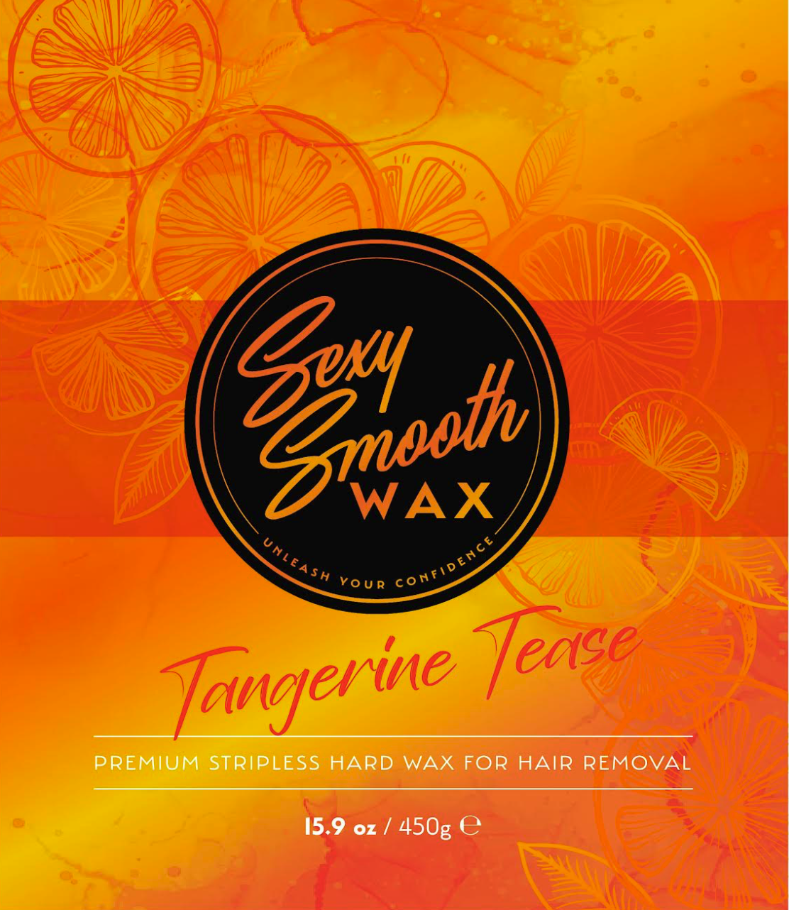 Sexy Smooth Wax Tangerine Tease premium stripless hard wax for hair removal in a 15.9 oz 450 g size.