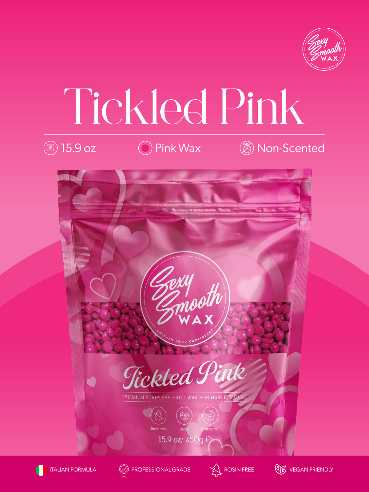 Sexy Smooth Wax Tickled Pink 15.9 oz non-scented pink synthetic hard wax for professional hair removal