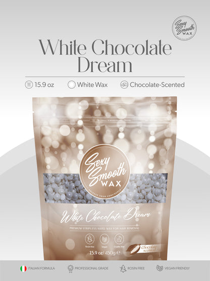 Sexy Smooth Wax White Chocolate Dream 15.9 oz chocolate-scented white synthetic hard wax for professional hair removal